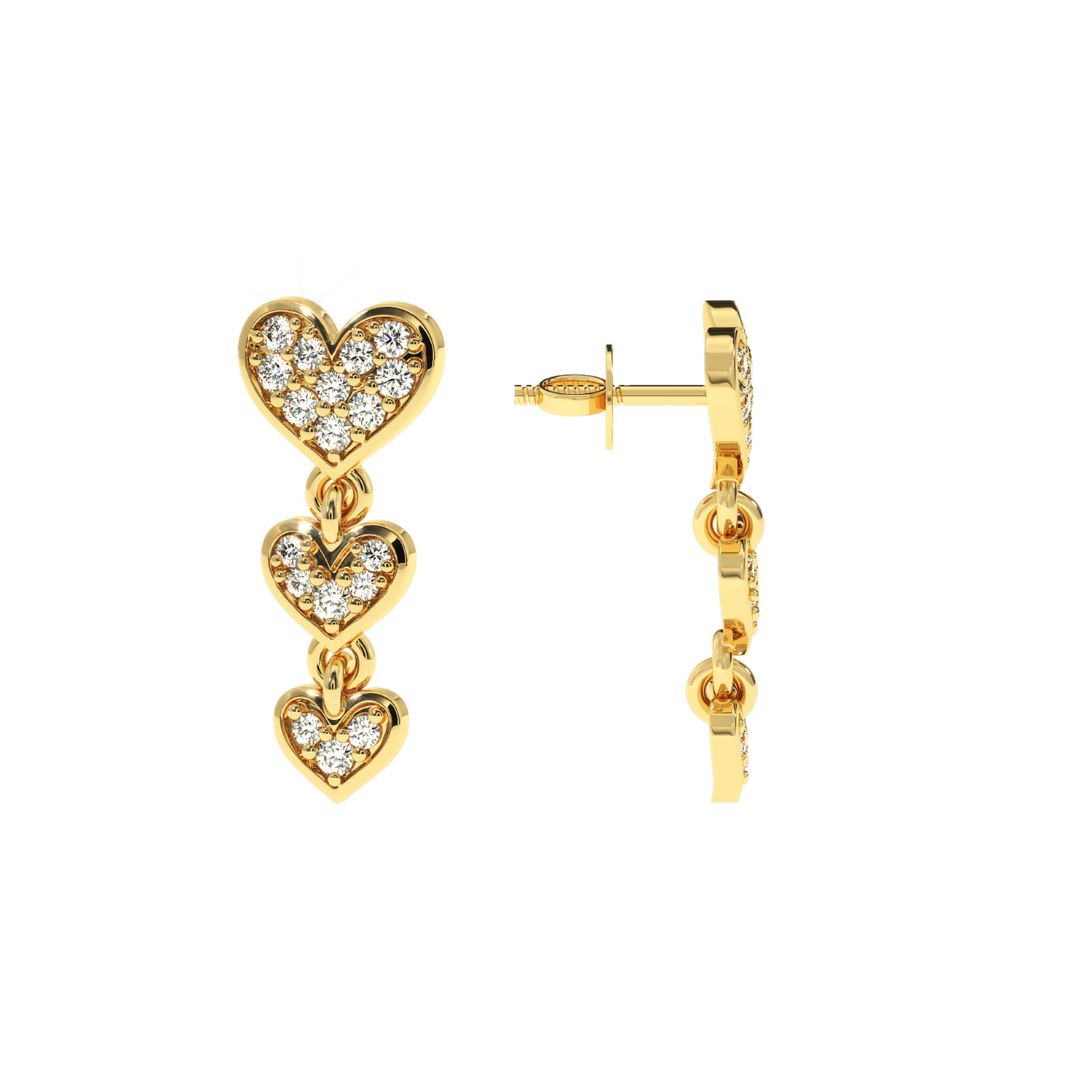 Solitairekart – 0.28 Carat Lab Grown Diamond Multi-Heart Earrings | Luxe Finish